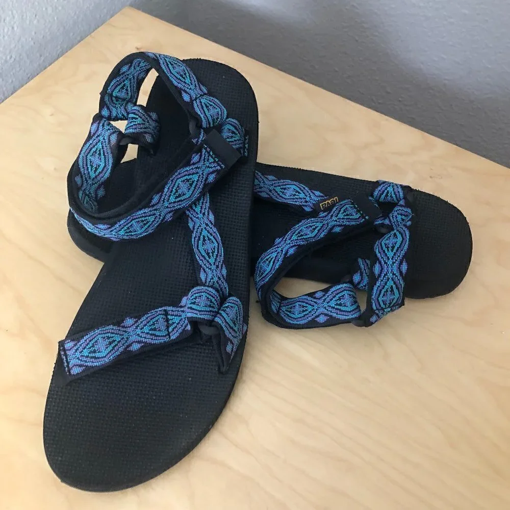 Teva Original Universal Athletic Sandal Men's size 12 Black Blue Activewear